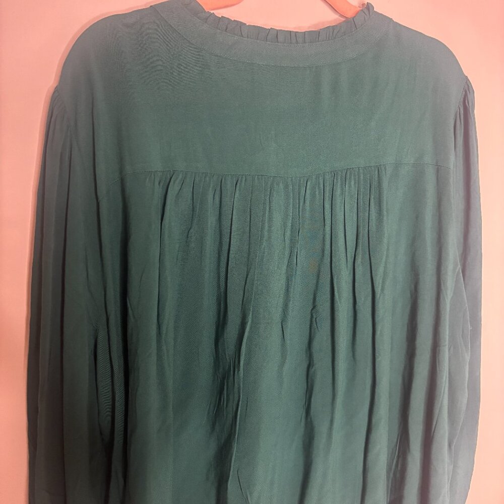 Lane Bryant Ruffle Neck Popover Blouse Top Green Bracelet Sleeve NTW Size 22 - Picture 8 of 8